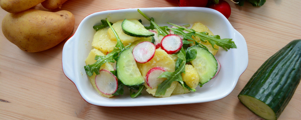 Veganer Kartoffelsalat mit Rucola