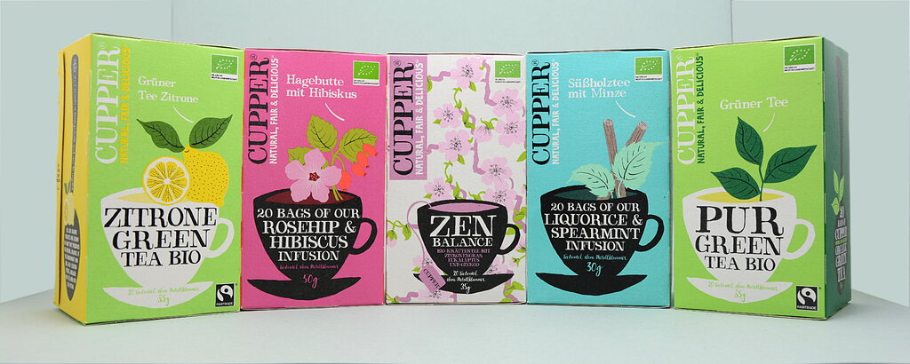 Die f&uuml;nf getesteten Sorten. Besonders sch&ouml;n: Das Verpackungsdesign