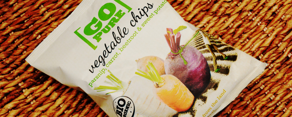 So sieht die Verpackung der Go-Pure-Gemüse-Chips aus.